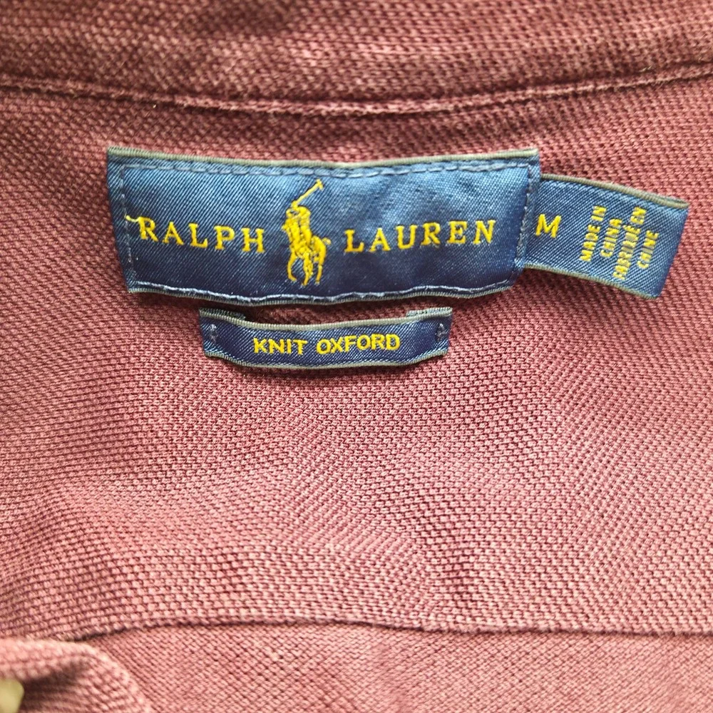 Ralph Lauren Youth Knit Oxford Long Sleeve Button‎ Down Shirt Burgundy Medium